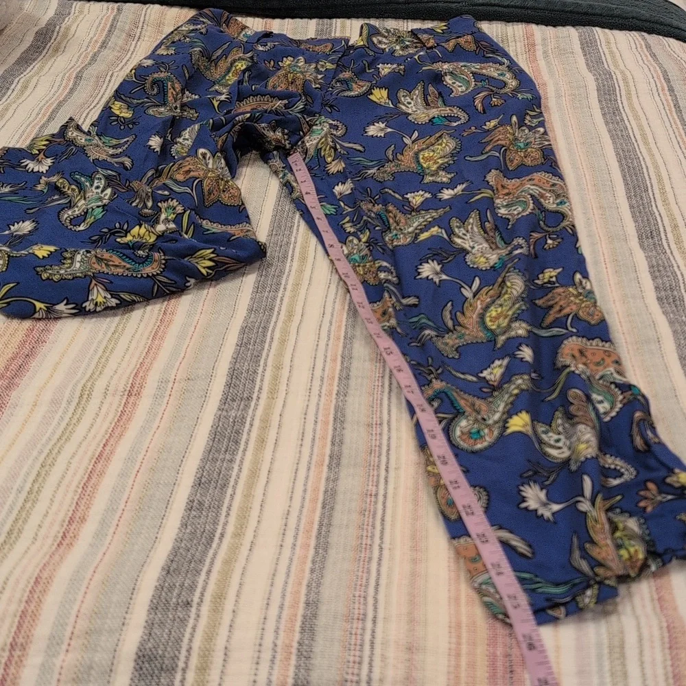 LOFT Blue Paisley Pants Size 10 Petite - Picture 5 of 5